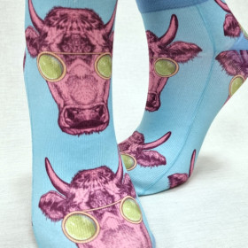 Calcetines tobillero vaca con gafas