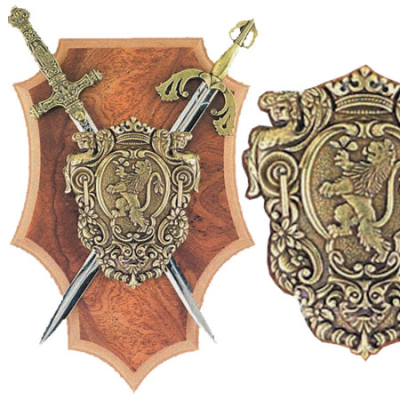 Panoplia con escudo y 2 espadas  25cm