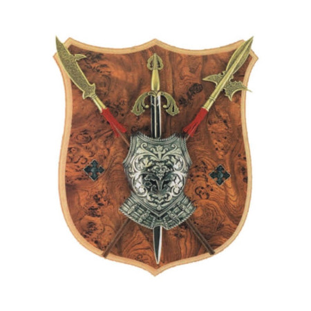 Panoplia con coraza, espada y 2 alabardas  28cm