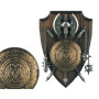 Panoplia con escudo, hacha y 2 manguales  22cm