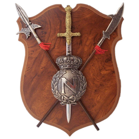 Panoplia con escudo, espada y 2 alabardas  29cm