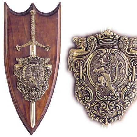 Panoplia con escudo y espada Claymore  29cm