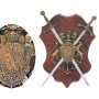 Panoplia con escudo y 2 espadas  38cm