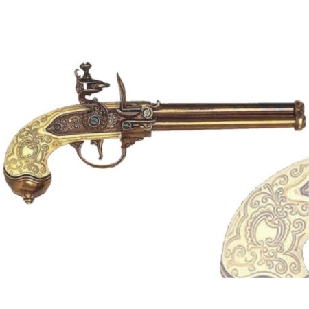 Pistola italiana 3 cañones, Lorenzoni 1680  29cm