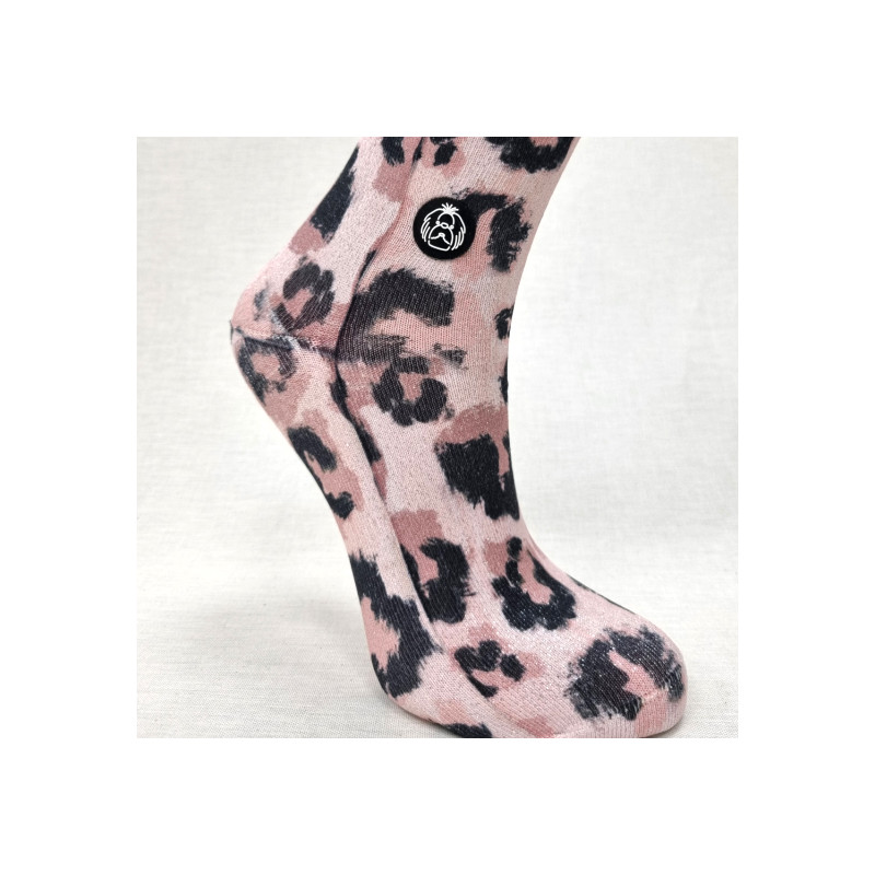 Calcetines lurex leopardo rosa