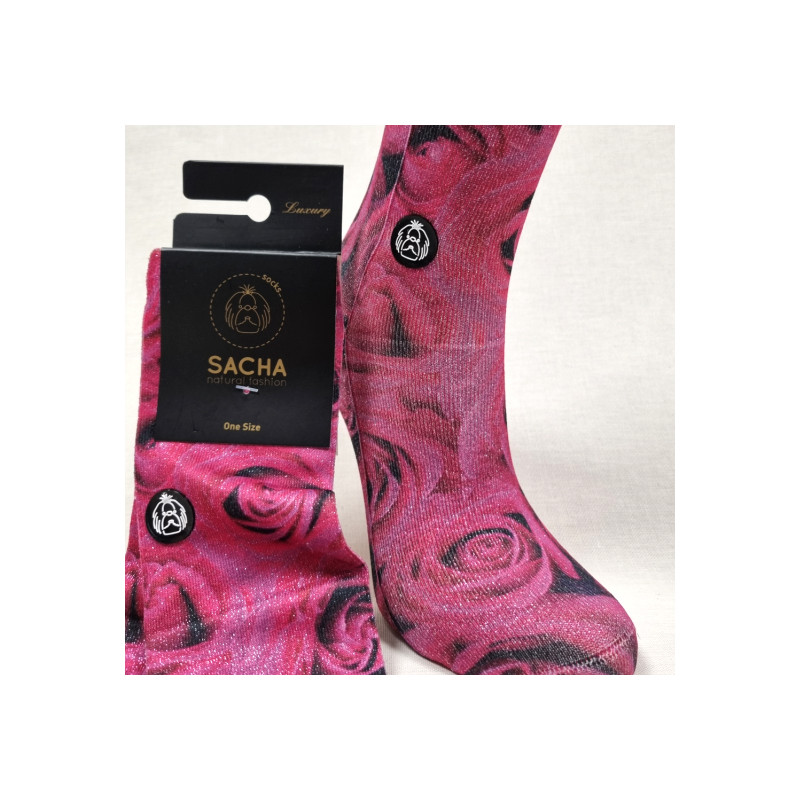 Calcetines lurex rosa roja