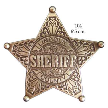 Placa de Sheriff 5 puntas  6.5cm