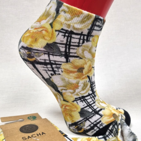 Calcetines sneaker bambú abeja en flor