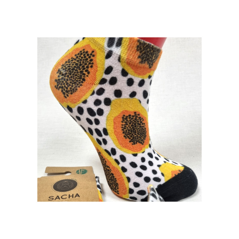 Calcetines sneaker bambú kiwi naranja