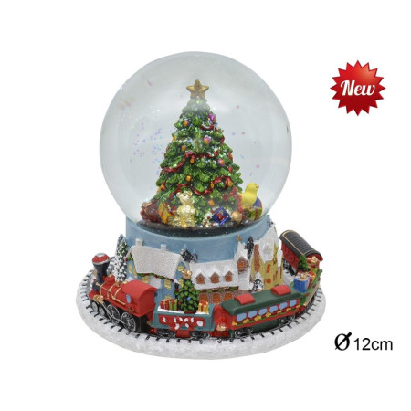 Bola musical árbol navidad con tren giratorio