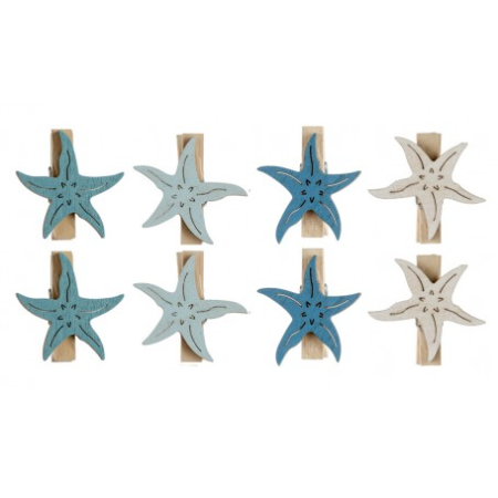 Set de 8 pinzas marinas sujeta-notas estrella de mar x2