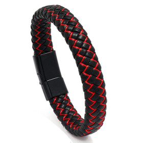 Pulsera negra roja con cierre negro