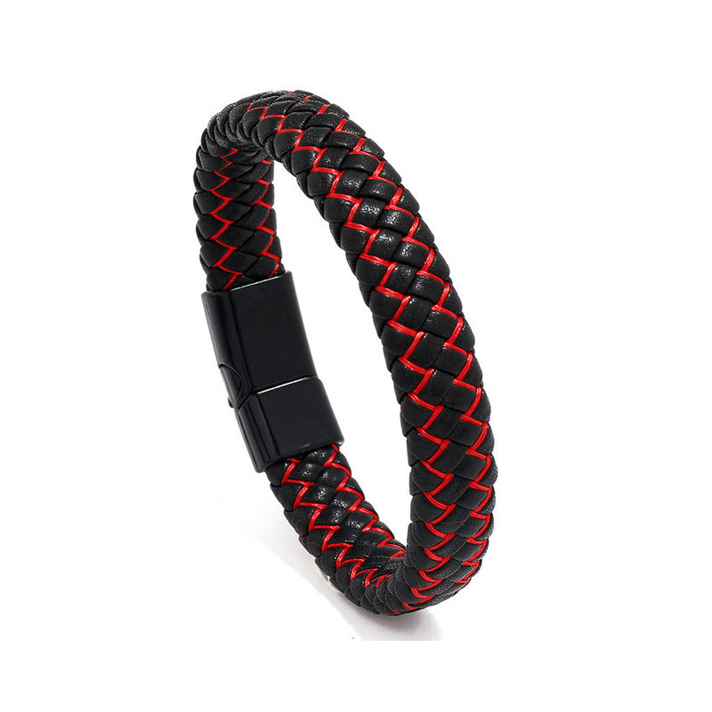 Pulsera negra roja con cierre negro