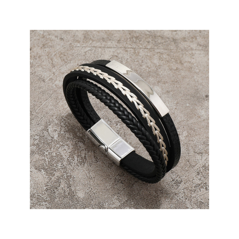 Pulsera cuero negro