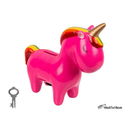 Hucha ceramica unicornio rosa