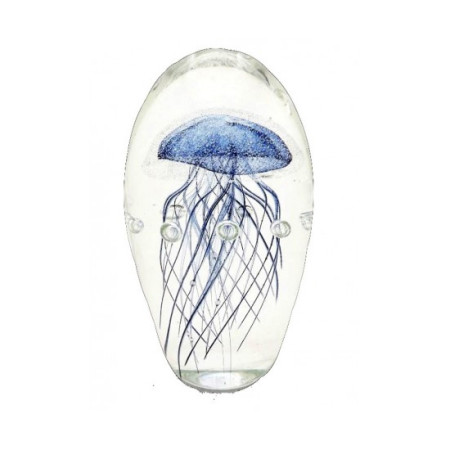 Medusa azul decorativa en cristal
